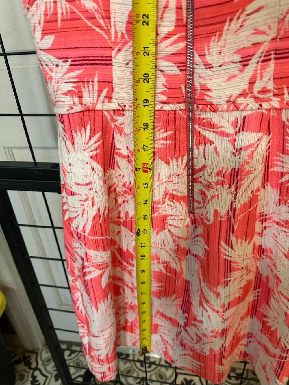 J. Crew Coral and White Tropical Print Sheath Dress